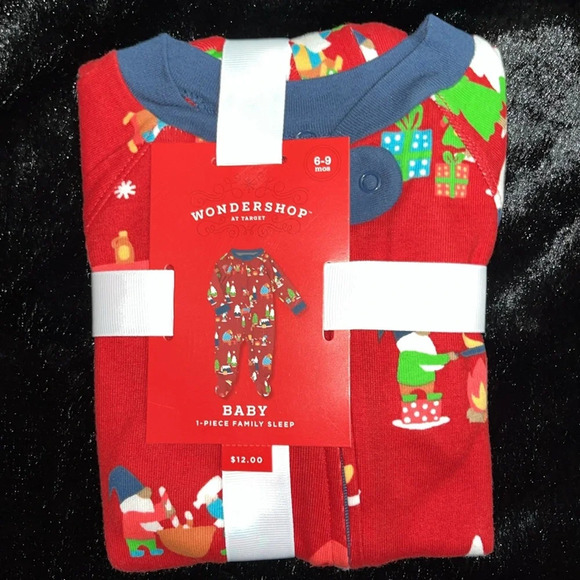 🆕 Wondershop Red Baby 1 Piece Christmas Pj Sleeper 6-9 Months - Picture 3 of 6